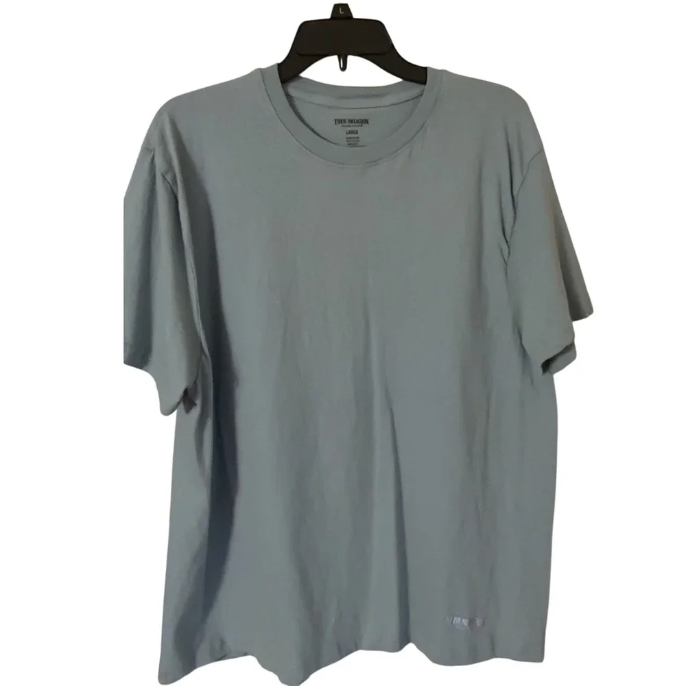 True Religion Crew Neck T-Shirt Soft Cotton Casual Blue Top Men Large‎ EUC